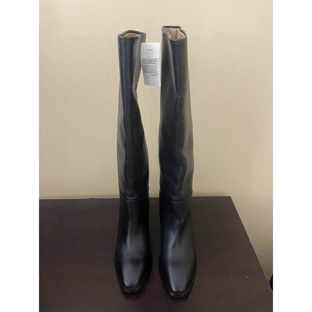 Banana Republic Women's Black Leather Block Heel Knee High Boots - Picture 5 of 5